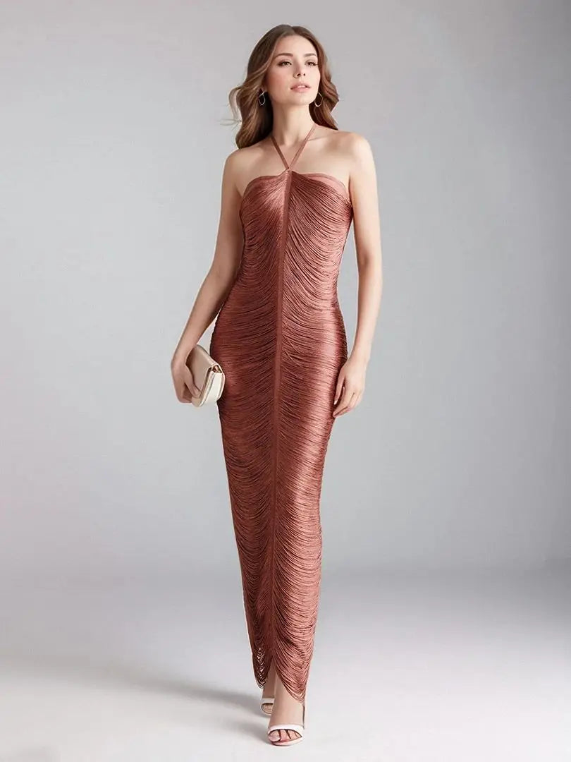Celebrity Backless Halter Tassel cult gaia vibes