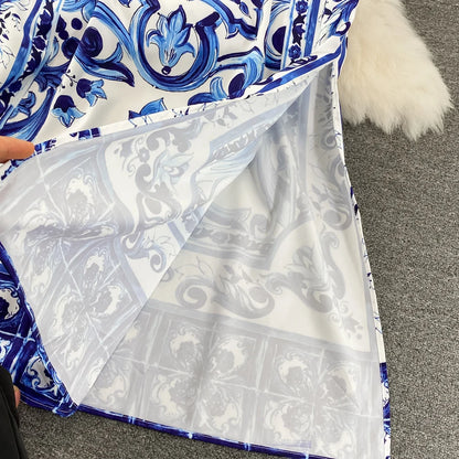 Summer Runway Blue And White Dolce Dress