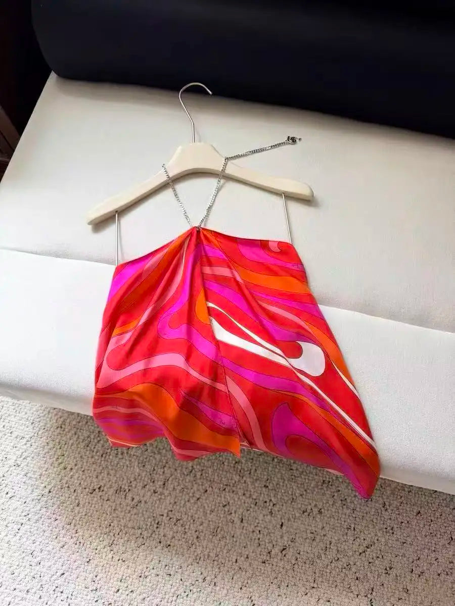 Pucci Halter Satin Tank Tops