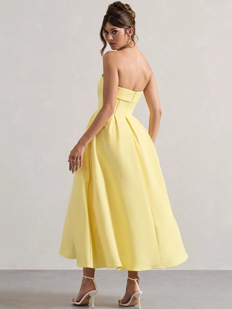 Strapless Midi Dress A-Line - Shellss