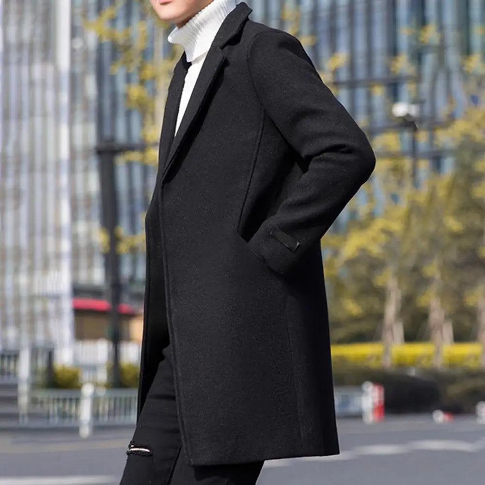 Men Trench Coat Autumn Woolen Trench Overcoat