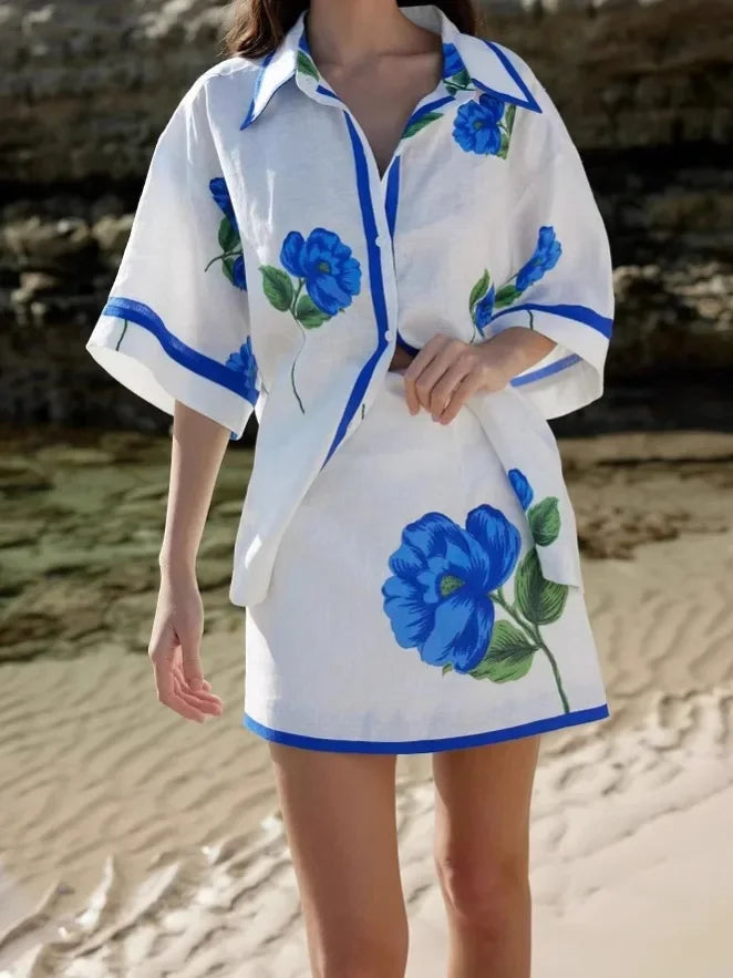 1 beautiful Linen skirt Set top brand