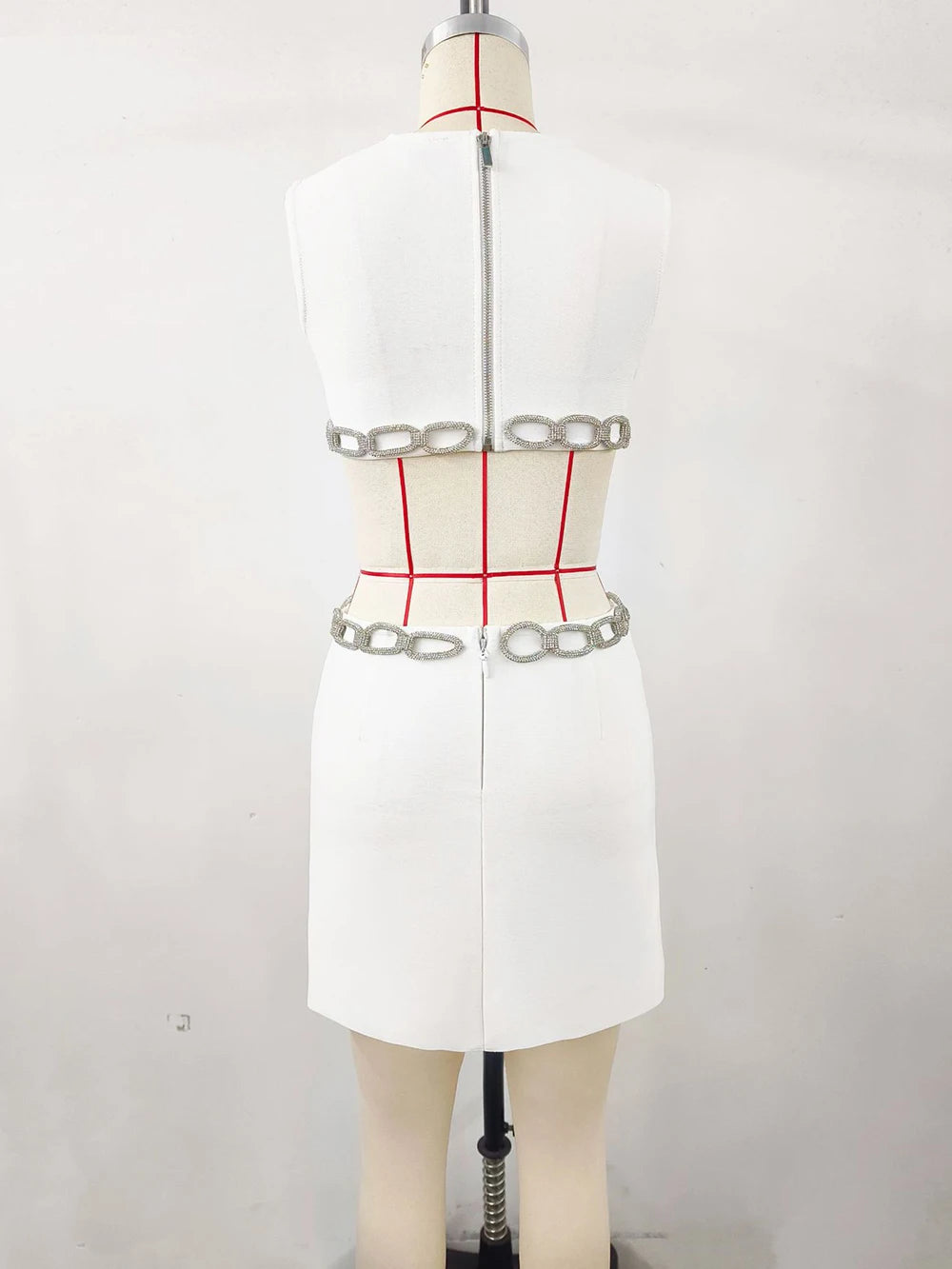 Bandage Dress Evening Gown Temperament European And American Open Waist Hollow Diamond Ring Dress