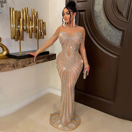 Rhinestone Crystal Mesh Dress