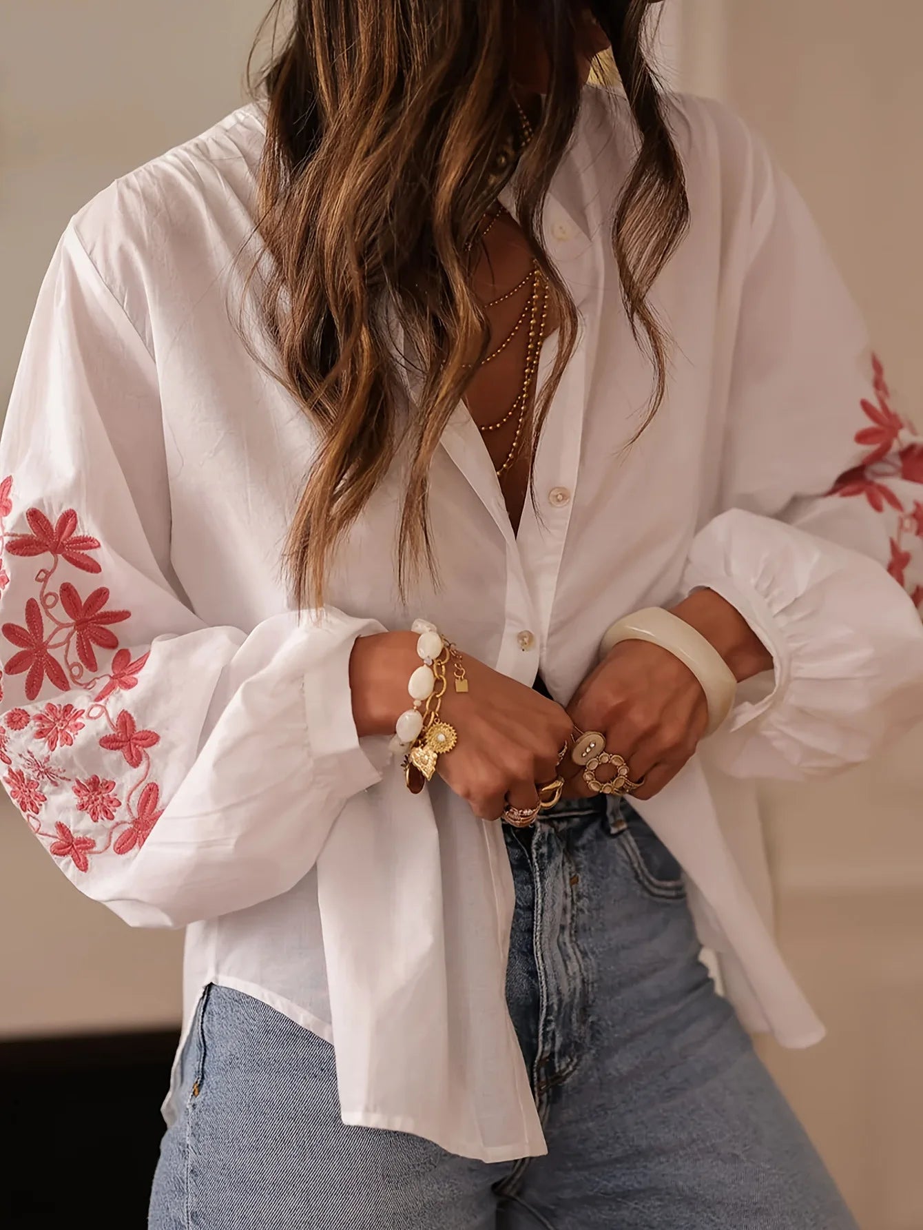 Classy Lantern Sleeve loose white shirt
