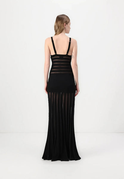 Semi Sheer Black Dress- Party Premium collection