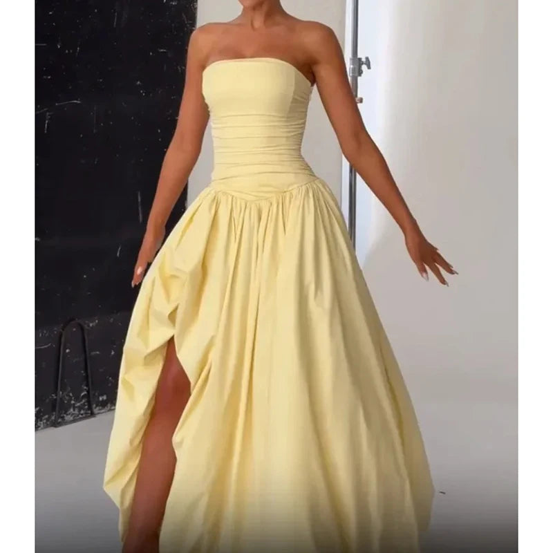 1 Butter Yellow Bubble Maxi dress