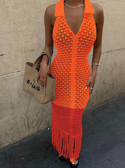 Tassel Mesh Patchwork Dress