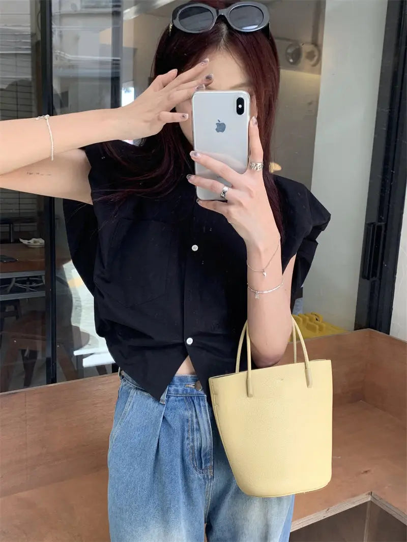 Vintage broad shoulder Crop Top CH