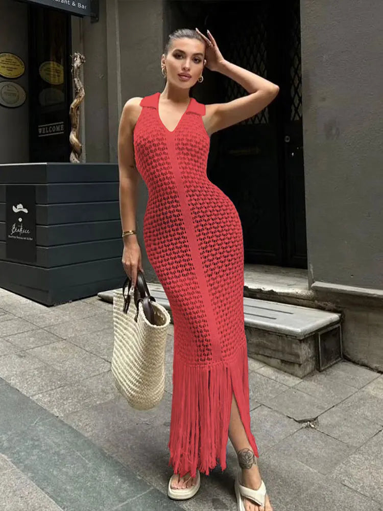 Tassel Mesh Patchwork Dress