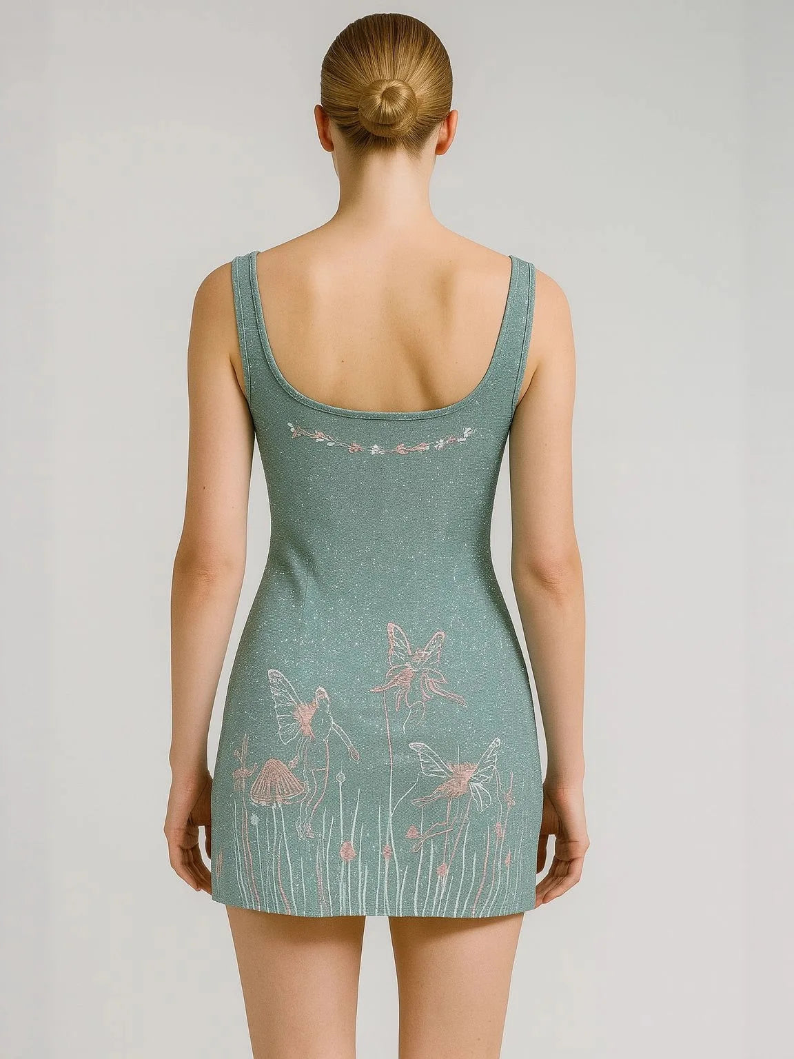 Women Pearl Embroidery Printing Printed Butterfly Sun Small Slit Short Dress Elegant Fashionable Sexy Suitable For Parties Dress