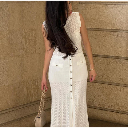 Buttoned Knit Dress