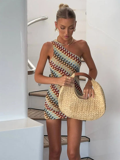 1 Knitted zig zag Mini Dress