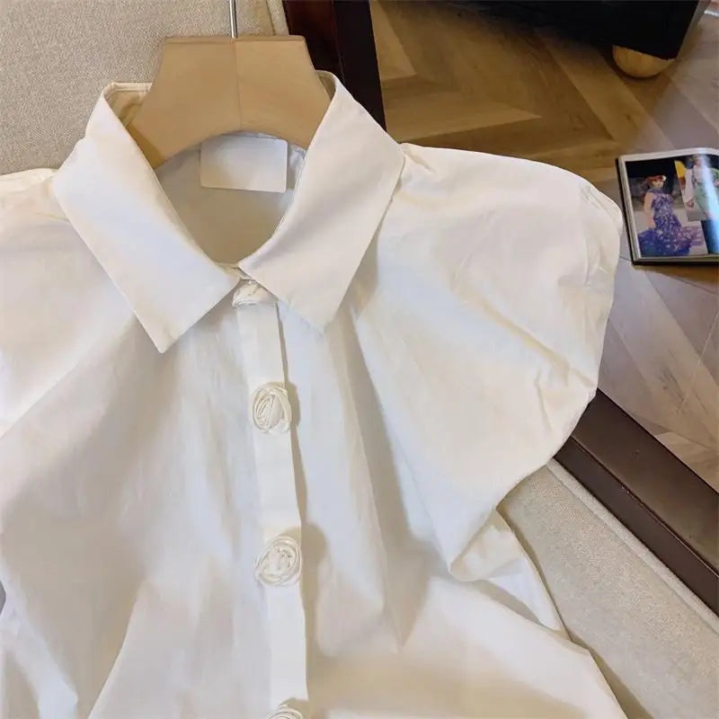 Batwing Button Summer Sweet Korean Fashion