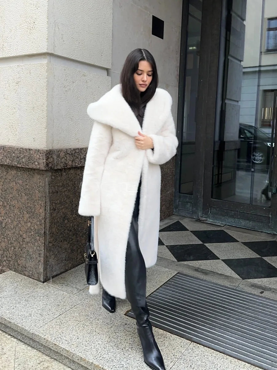 Fur Hooded Long Jacket