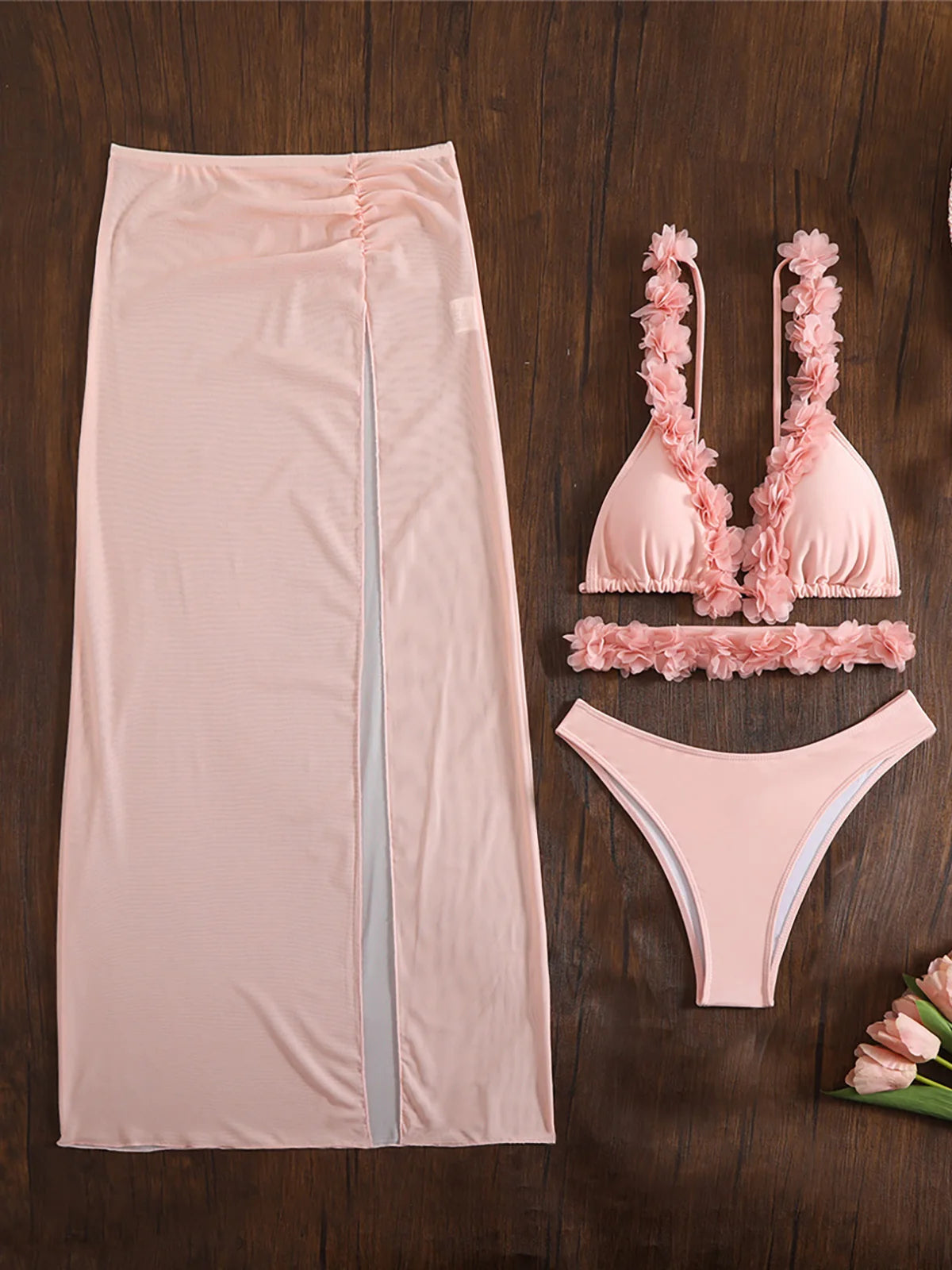 3D Flowers 3 pieces set