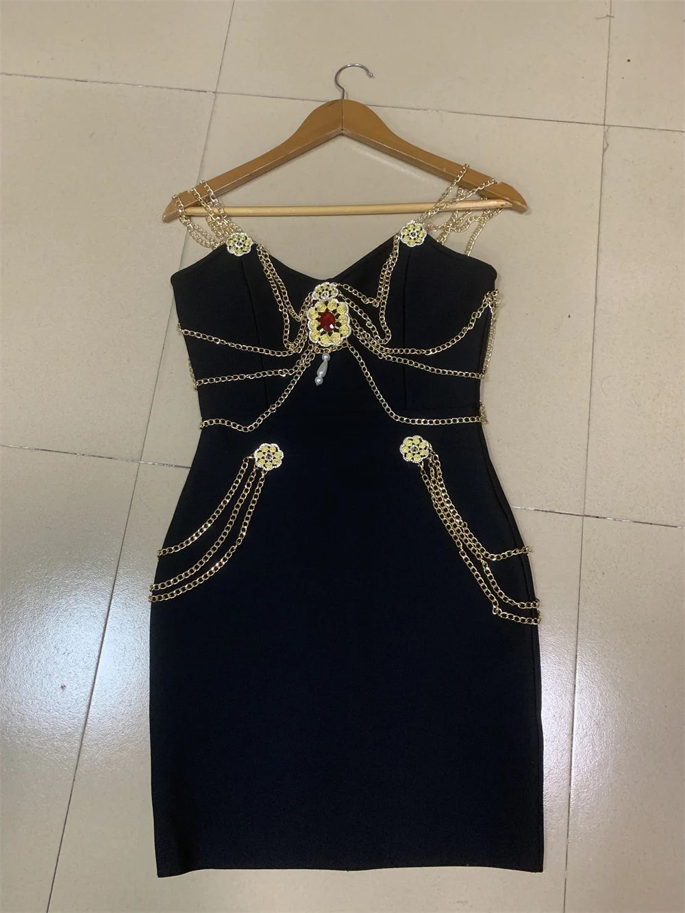 Bandage Strap Gold Chains dress - Shellss