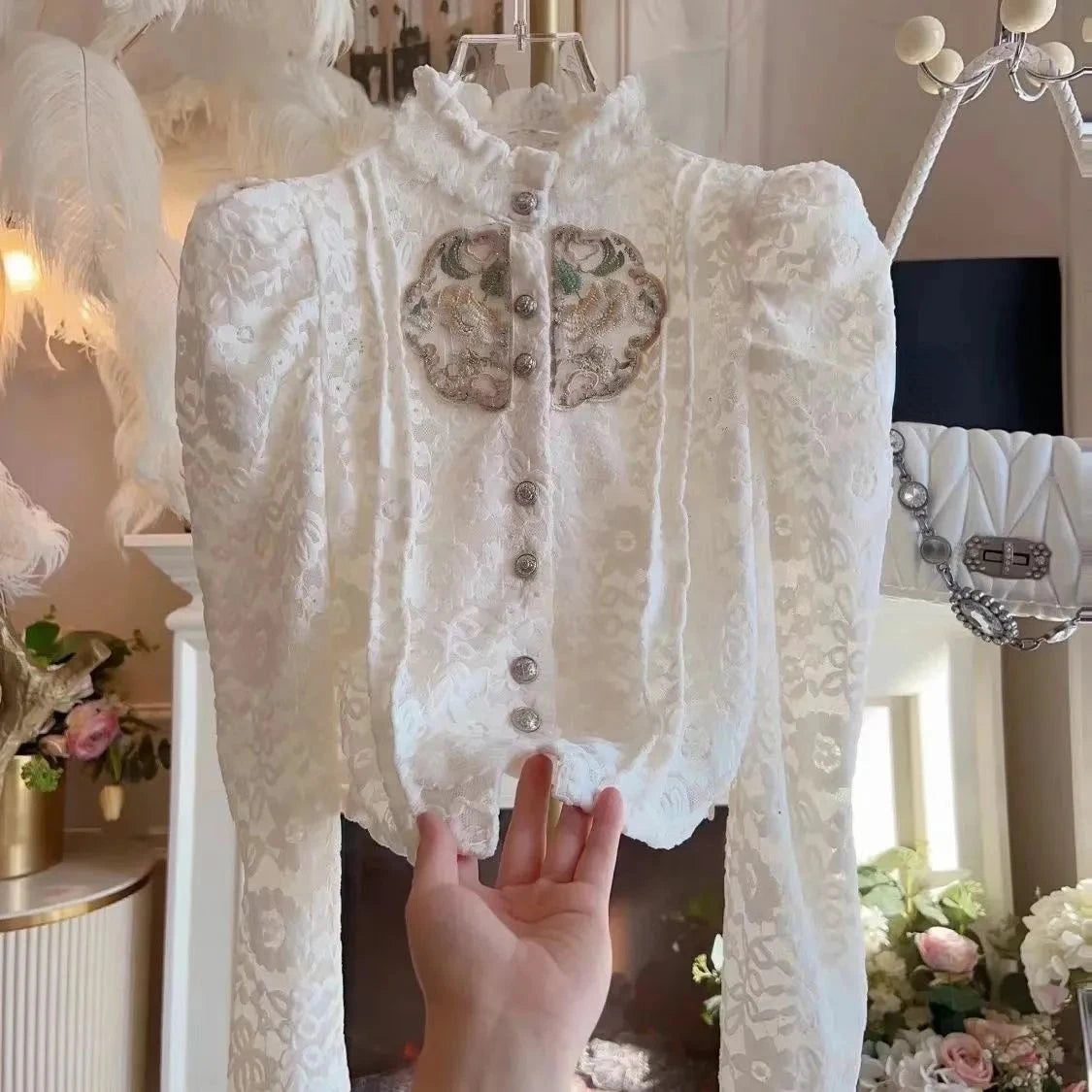 Embroidery Blouse Lace Jacquard - Shellss