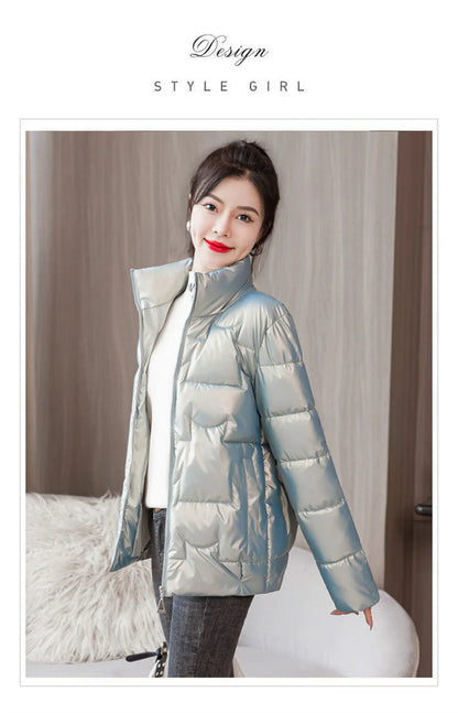 Women's Short Solid color Sustans Down Padded Jacket Women's Slim Fit And Fashion Padded Jacket Solid Color Winter Parka Pink