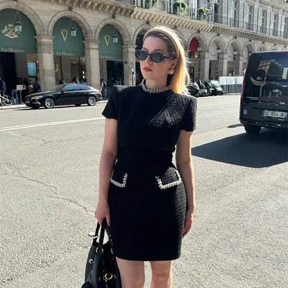 Elegant Beaded Slim Fit Mini Dresses