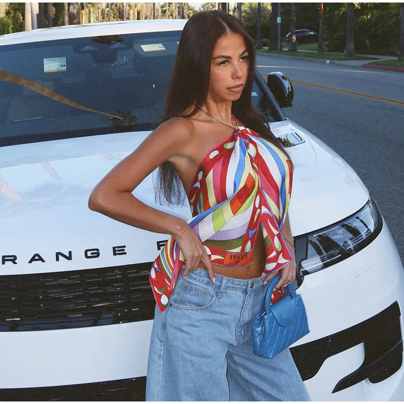 Fashion Printed Halter Vest Skirts Sets Women's Sleeveless Backless Tops Floor-length Skirt 2025 Summe New Beach Vacation suit