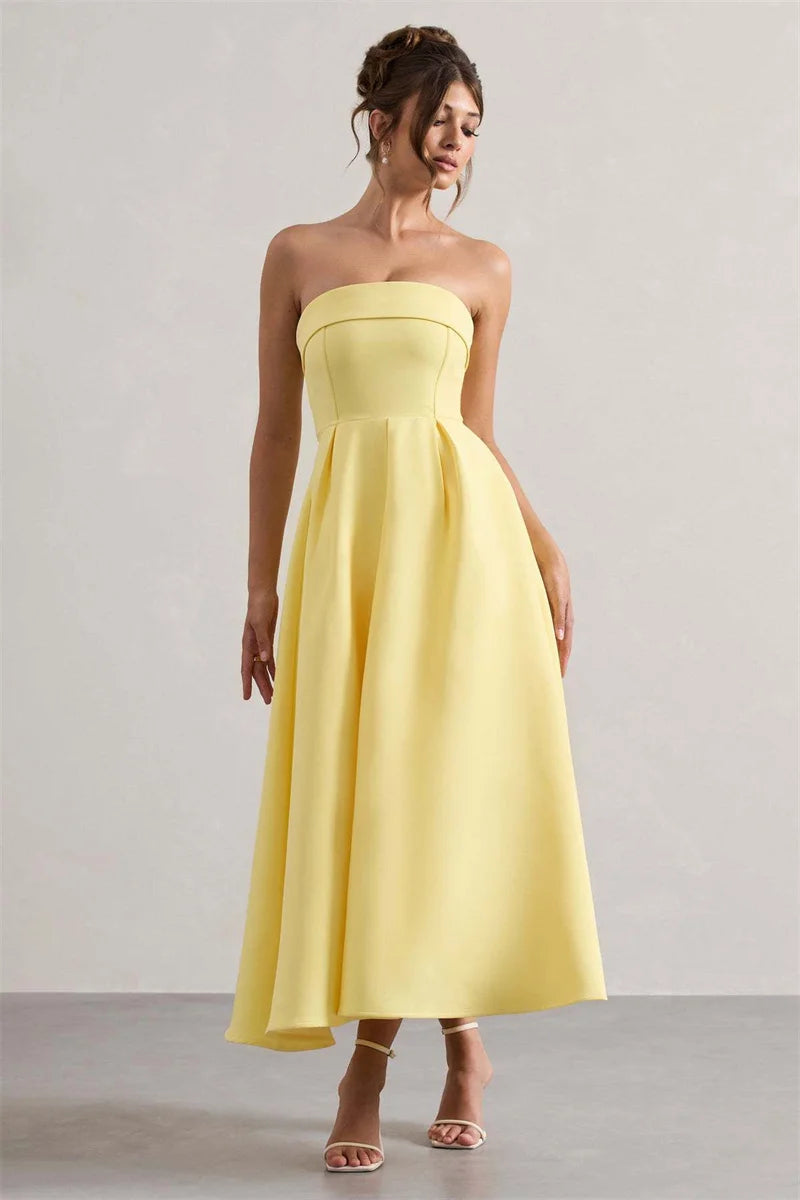 Strapless Midi Dress A-Line - Shellss