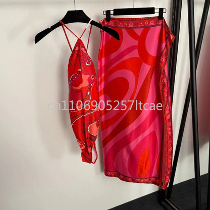 Luxury Design Pink Scarf Swimsuits