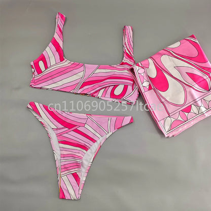 Luxury Design Pink Scarf Swimsuits