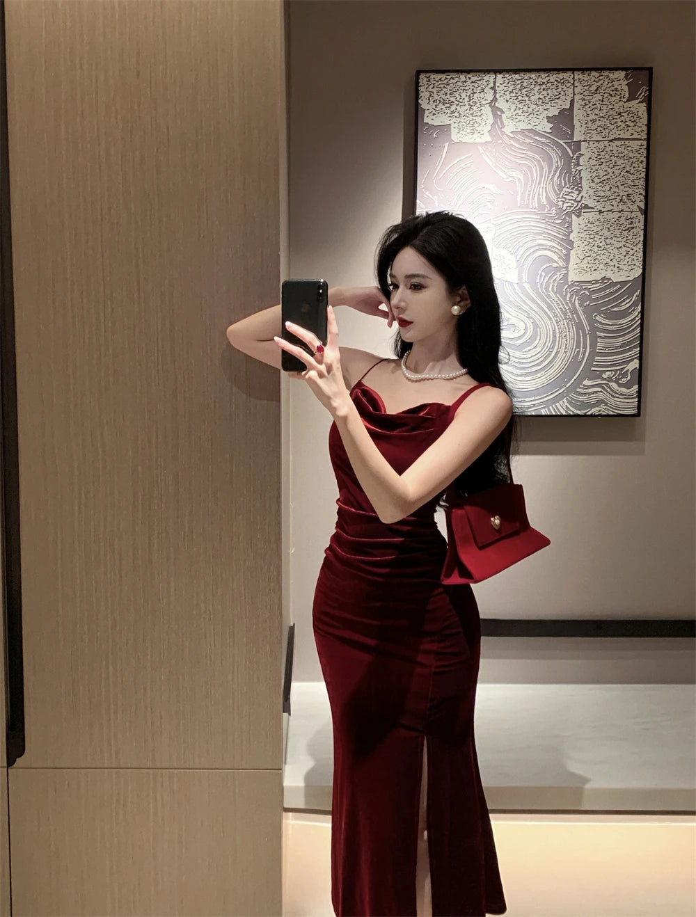 Burgandy velvet Party dress