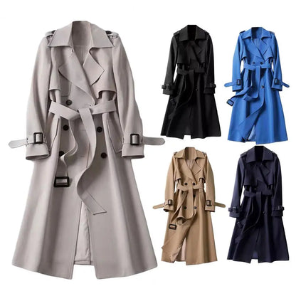 Trench Lapel Long Coats Fashion Double Breasted Jacket