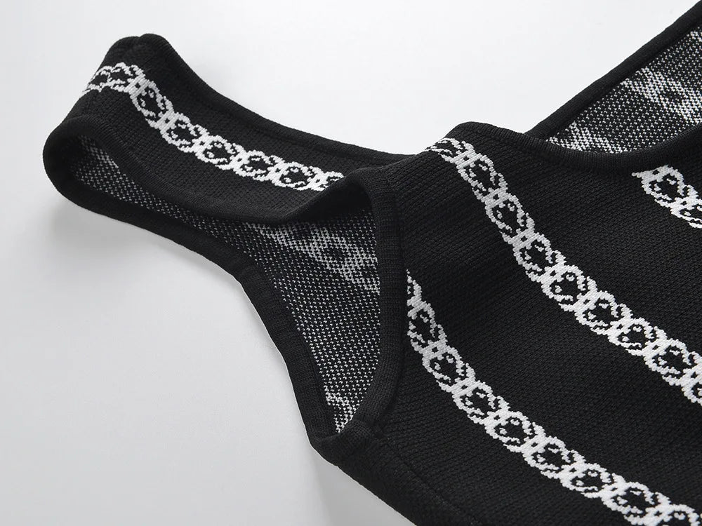 Jacquard Square Collar Knit Dress
