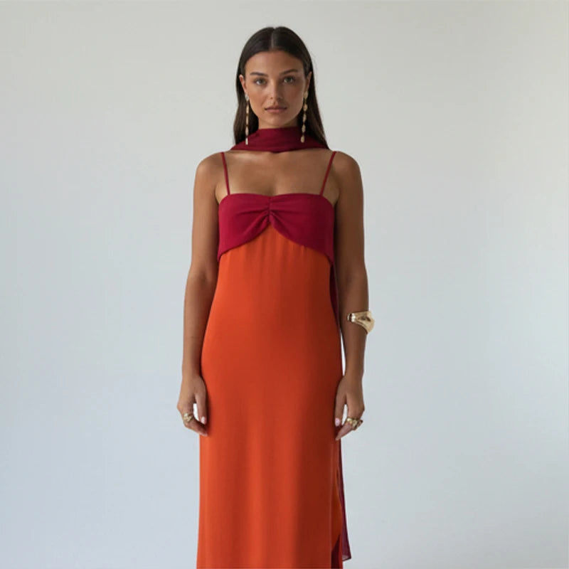 Red orange Scarf Collar