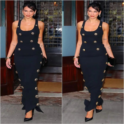 Party Celebrity Dress Buttoned