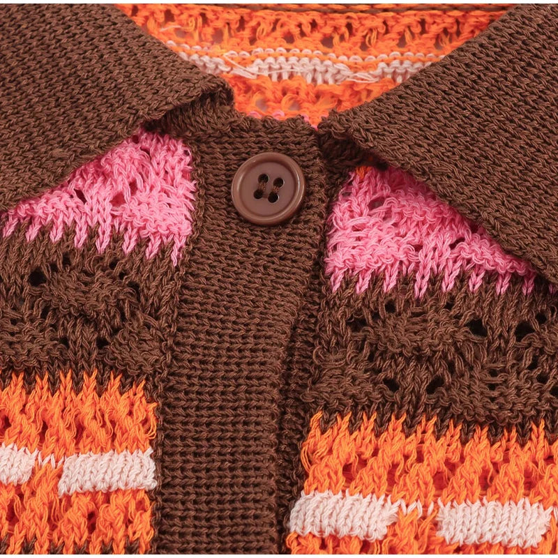 Knitting Stripe Shorts Set