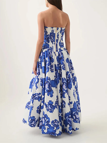 2025 blue Slit Bubble dress