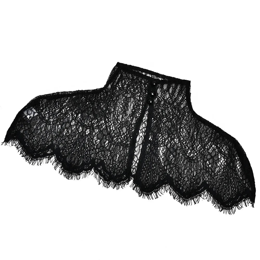 Lace Collar Queen Black Dress - Shellss
