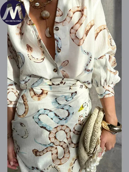 V Neck Shirt & Skirt set