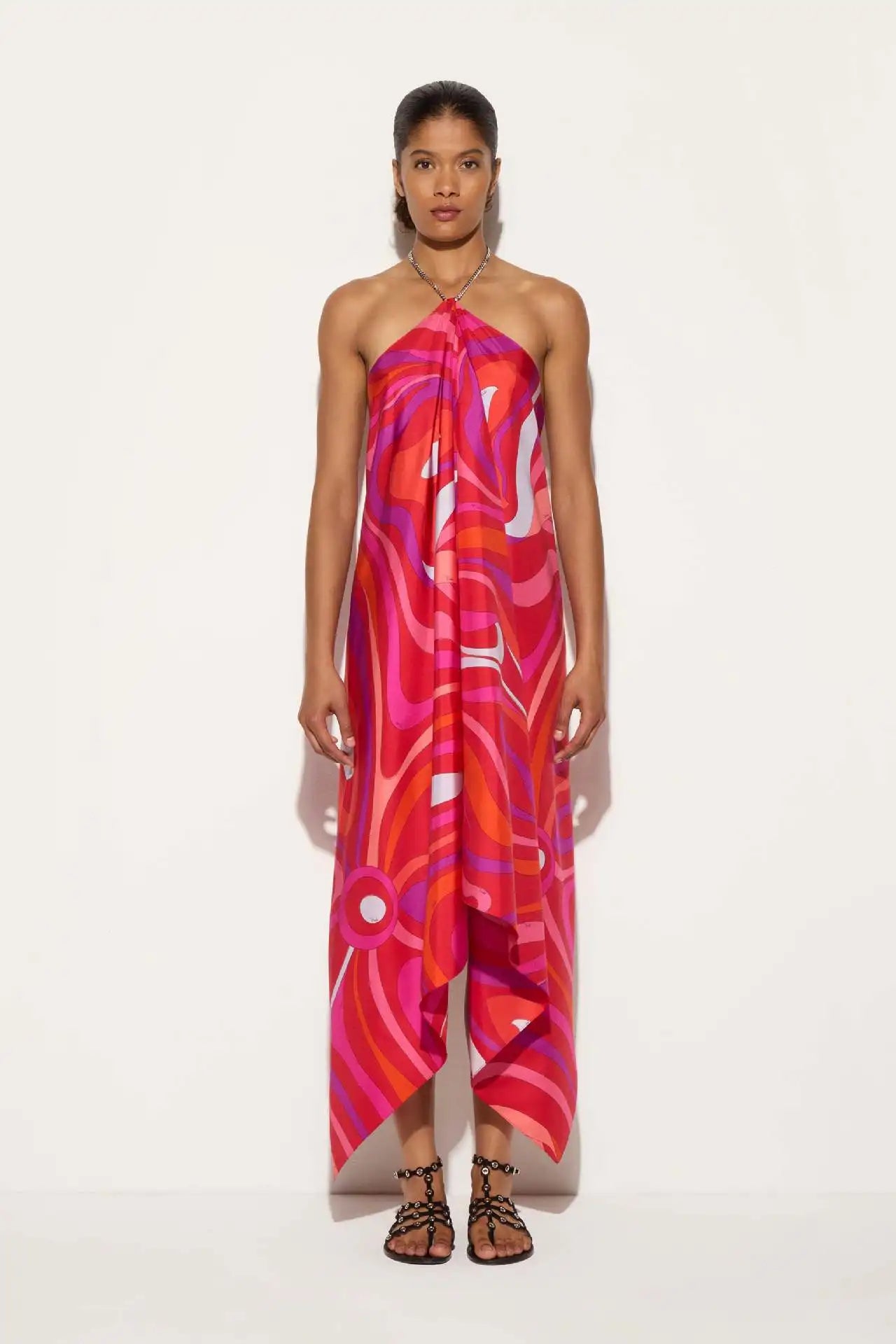 Sexy Printed Halter Maxi Dress Women Fashion Sleeveless Backless Loose Irregular Dresses 2026 Summer Lady Beach Vacation Robe