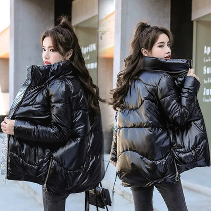 Winter Jacket Women Parkas Glossy Warm