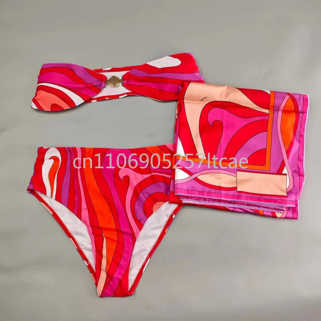 Luxury Design Pink Scarf Swimsuits