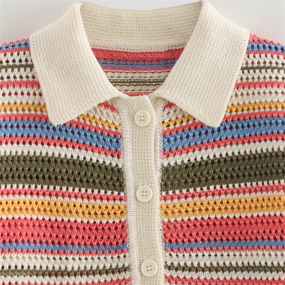 Striped Knit Colorful Set