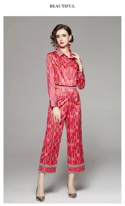 CH Versatile Letter Printed Two Piece Set of Shirt and Pants Set