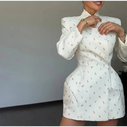 White Waist Cinching Floral dress