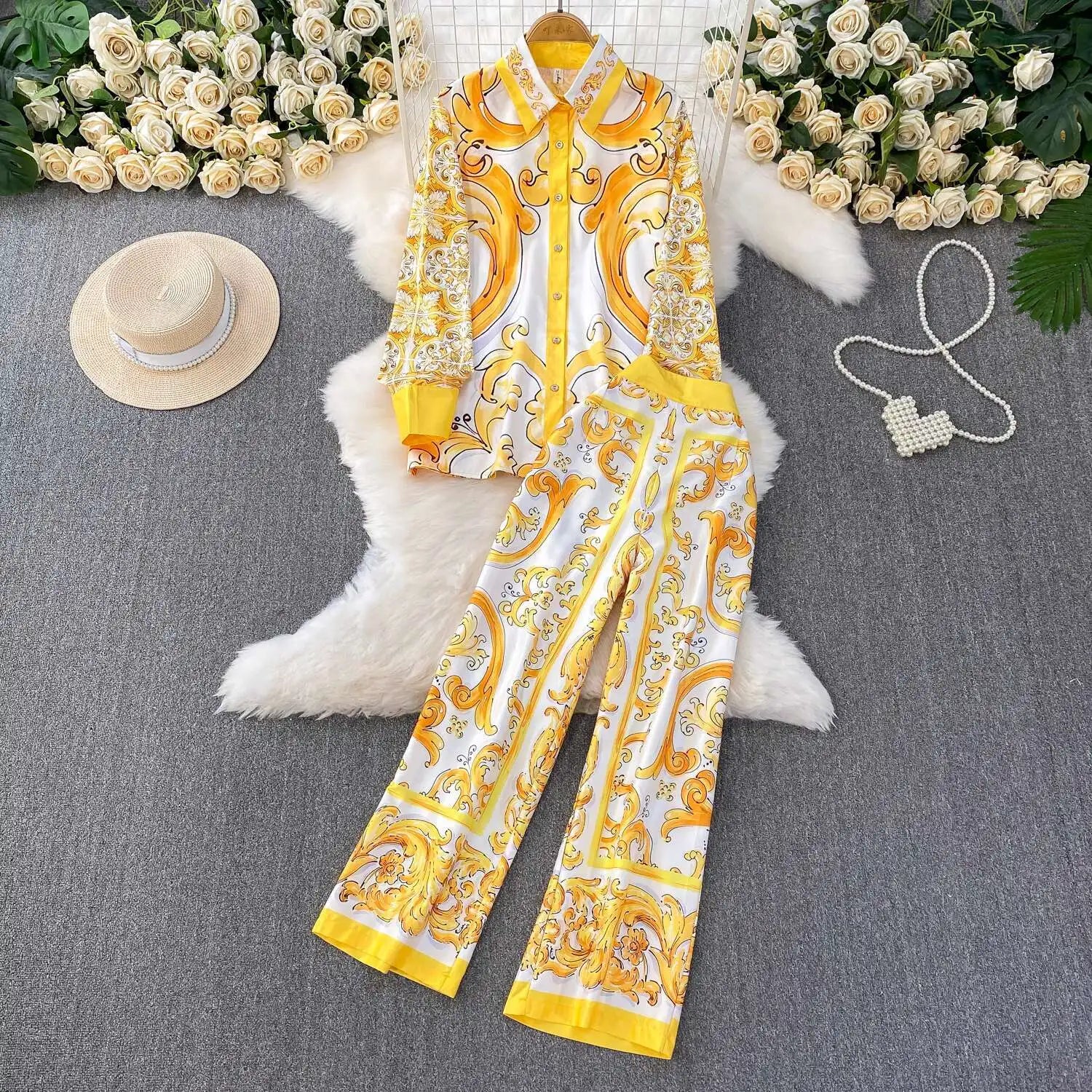 Autumn Purple Floral Two Piece Set