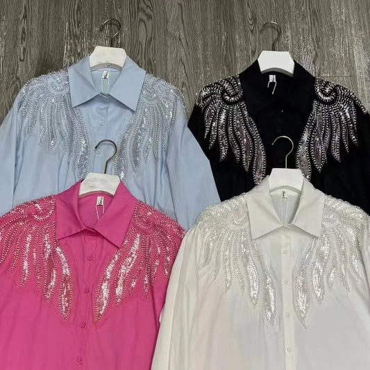 The Royals Collection Sparking Sequined Beaded shirt