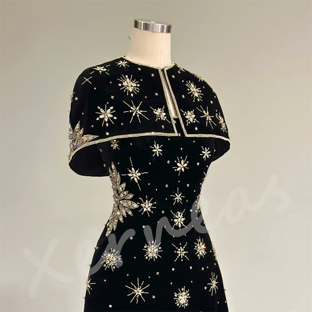 Customized High Quality Luxury Women's Evening Gowns Glitter O-Neck Shawl A-line Short Dresses Bespoke Occasion Party Gown