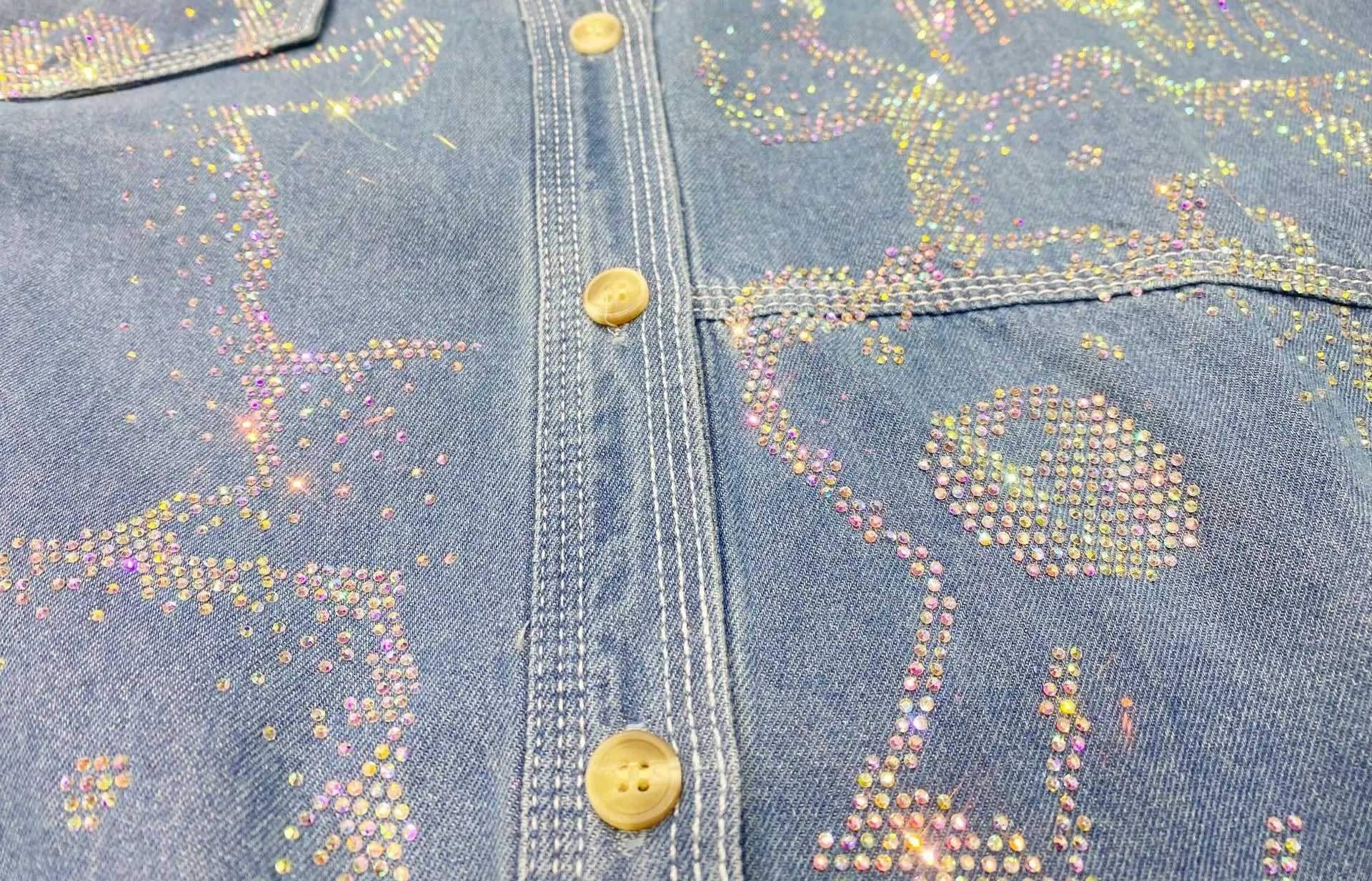 Rhinestones Denim Shirt