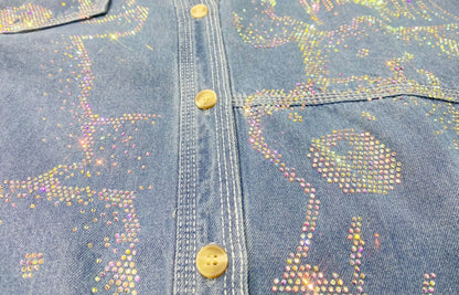 Autumn/Spring Summer Rhinestones Denim Shirt