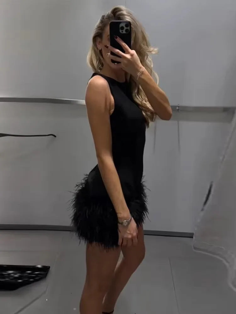 Feather Mini Dress - Shellss