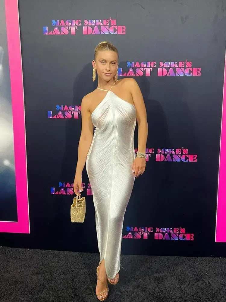 Metallic Golden Silver Pink Party Dress - Shellss